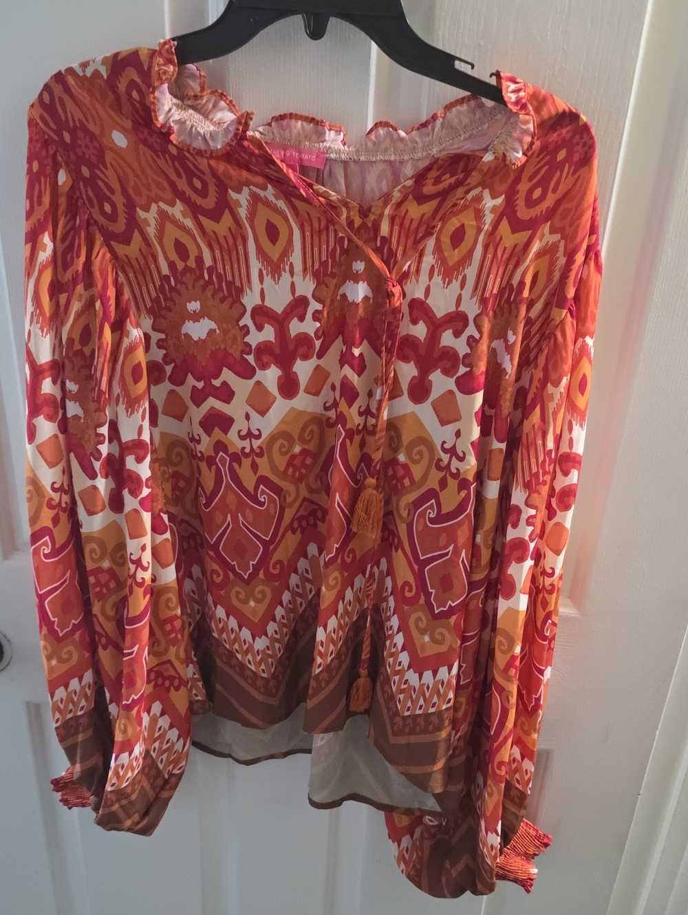 Flying Tomato Orange Pink Multi-Pattern Boho Tunic